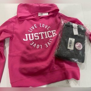 Justice New With tags girls pink sweatshirt and gray leggings combo size 10